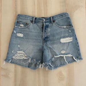 Abercrombie High Rise Light Wash Shorts